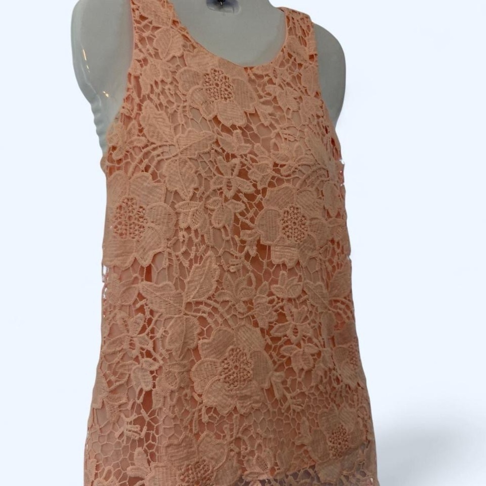 Alfani Soft peach lace floral tank top #feminine 6P